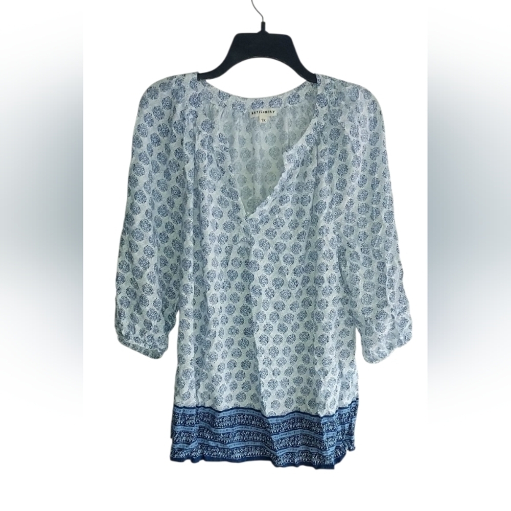 Artisan Ny Floral Blue and White Blouse